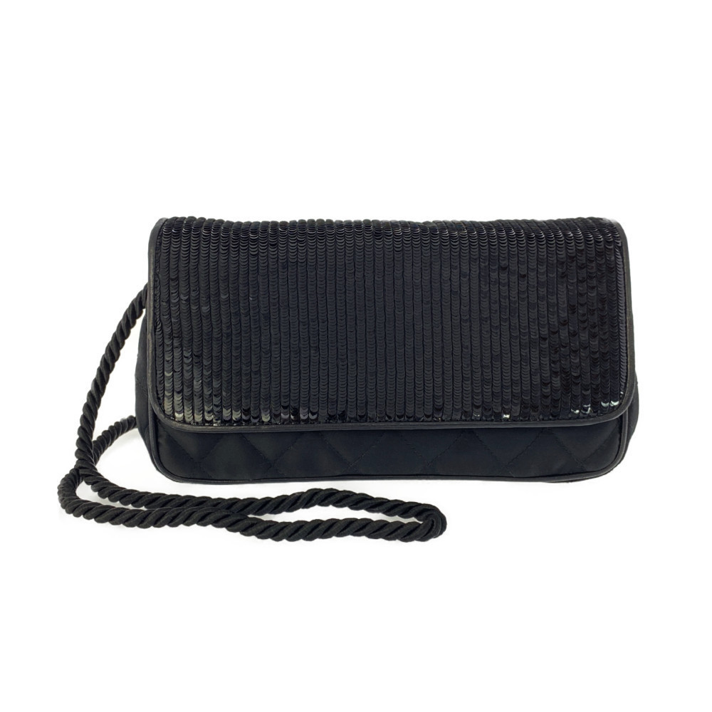 Chanel Sequin Embroidery Shoulder Bag Black